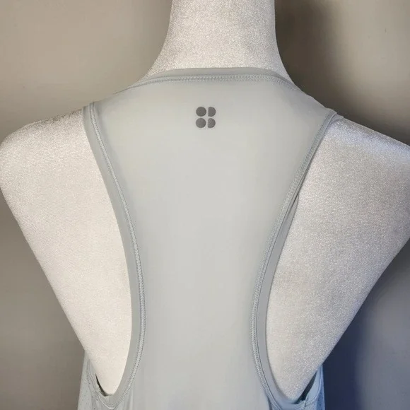 Sweaty Betty Active‎ Tank Dress Small Light Gray Racerback Mesh Panel High-Low - Picture 4 of 9